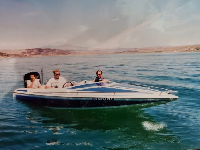 Vintage lake boat